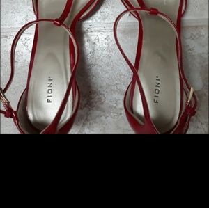 Red shoes, low heel, size 10